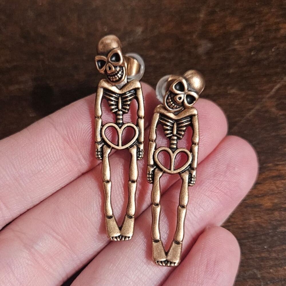 Boutique Witchy Goth Emo Punk Rave Biker Skater Skeleton Dangle Earrings